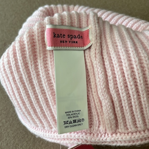 KATE SPADE NWT Ribbed Beanie W Bow- Chalk Pink - 1 size main image 4